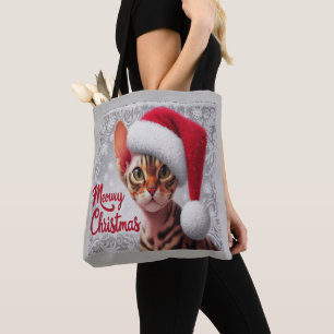 Bolso De Tela Meow Navidades Devon Rex Cat, Santa Gato de Navida