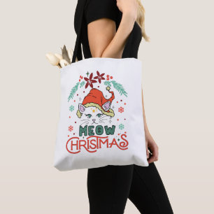 Bolso De Tela Meow Navidades, Feliz Navidad