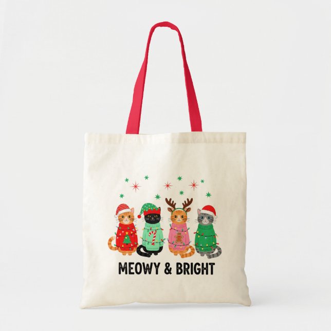 Bolso De Tela Meowy Navidades Cat (Frente)