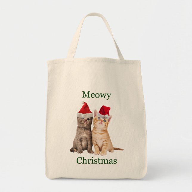 Bolso De Tela Meowy Navidades Kitten Tote Bag (Frente)