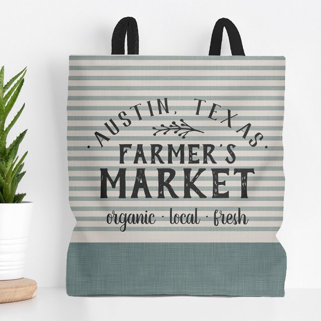 Bolso De Tela Mercado de agricultores Personalizados de franjas  (Subido por el creador)