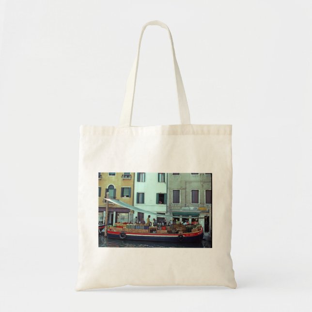 Bolso De Tela Mercado de barcos, Comida fresca de granja, Veneci (Frente)