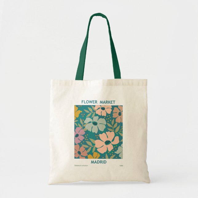 Bolso De Tela Mercado de flores Madrid Imprimir (Frente)