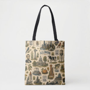 Bolso De Tela Mercado de la Ruta 66 de Illinois Skyline