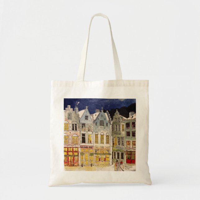 Bolso De Tela Mercado de navidades Bélgica acuarela de inspiraci (Frente)