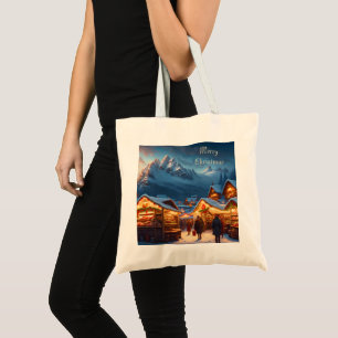 Bolso De Tela Mercado de navidades en las montañas - personaliza
