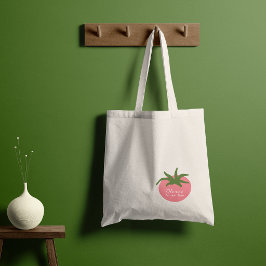 Bolso De Tela Mercado de Tomate Botánico Minimalista Personaliza