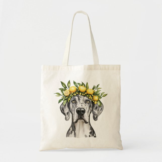 Bolso De Tela Merle Great Dane Dog Lemon Crown (Frente)