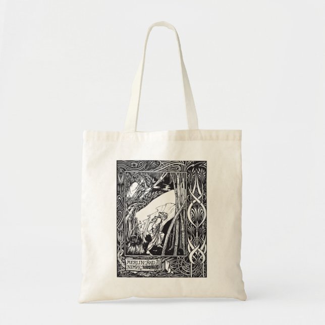 Bolso De Tela Merlin y Nimue, por Aubrey Beardsley - HD (Frente)
