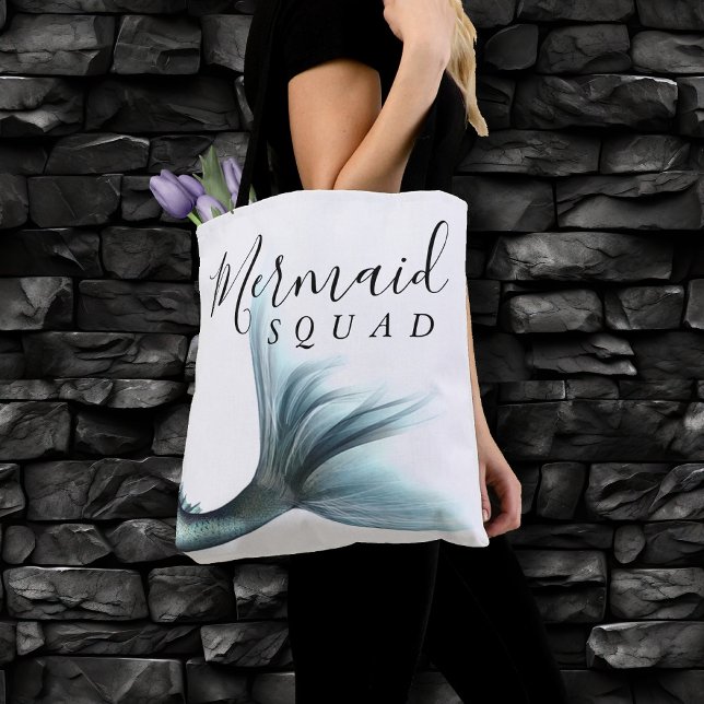 Bolso De Tela Mermaid Crew Aqua | Mint Seafoam Luxe Bridal Party (Subido por el creador)