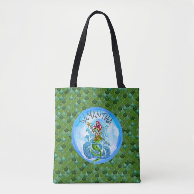 Bolso De Tela Mermaid Green Tote Bag (Anverso)