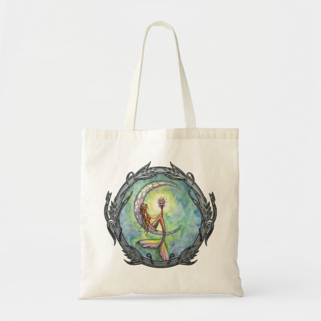 Bolso De Tela Mermaid Moon Fantasy Art Tote (Frente)