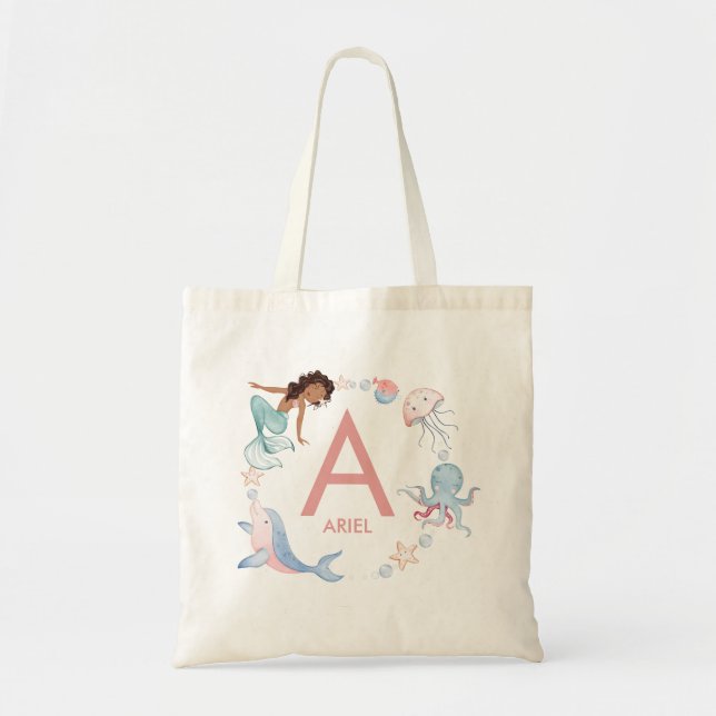 Bolso De Tela Mermaid Name Tote Bag (Frente)
