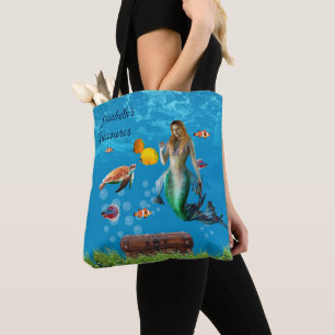 Bolso De Tela Mermaid subacuático Treasure Hunt Fantasy Blue