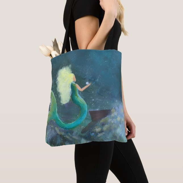 Bolso De Tela Mermaid with her pearl (Detalle)