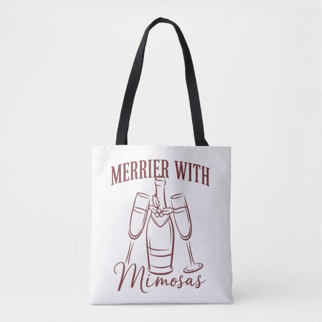 Bolso De Tela Merrier with Mimosas Christmas Prosecco Wine Party (Anverso)