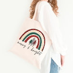 Bolso De Tela Merry and Bright Christmas Tote Bag<br><div class="desc">Merry and Bright Christmas holiday tote features a cute rainbow with cute trees.</div>