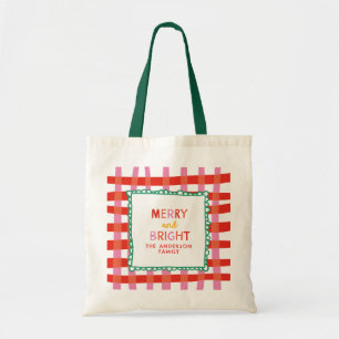 Bolso De Tela Merry and Bright Colorful Gingham nombre personali