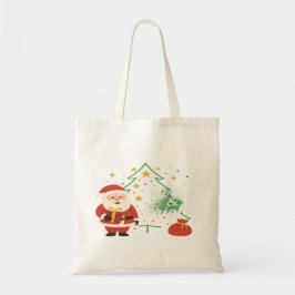 Bolso De Tela Merry & Bright Cute Santa Christmas Gift Tote Bag