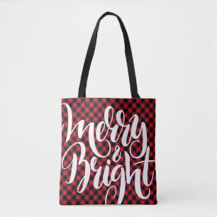 Bolso De Tela Merry Bright Rojo Negro Buffalo Plaid Tartan Navi