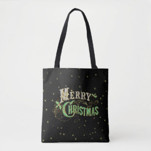 Bolso De Tela Merry Christmas Bling Retro Typography