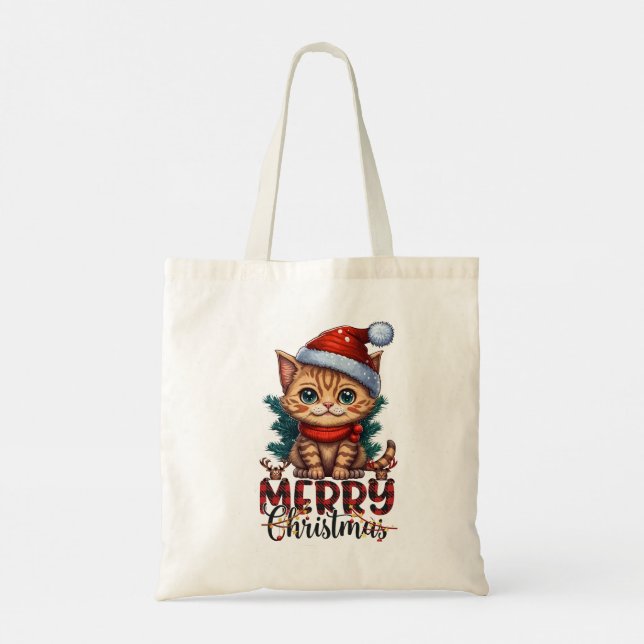 Bolso De Tela Merry Christmas Cat 2025 (Reverso)