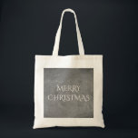 Bolso De Tela Merry Christmas Chalkboard Typography Black White<br><div class="desc">Feliz Chalkboard Christmas Blackboard Aspecto Elegante Escritura a mano Typografía Gris Black Holiday Regalos de temporada</div>