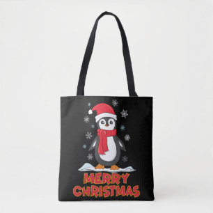 Bolso De Tela Merry Christmas Cute Penguin