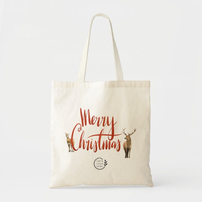 Bolso De Tela Merry Christmas Deer Personalizado Company (Frente)