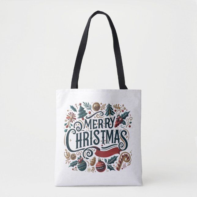 Bolso De Tela Merry Christmas Festive & Heartfelt  (Anverso)