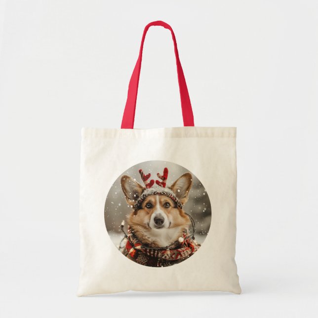 Bolso De Tela Merry Christmas Pembroke Welsh Corgi Dog (Frente)