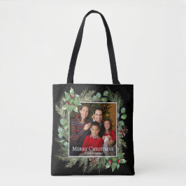 Bolso De Tela Merry Christmas Photo Wreath Holiday