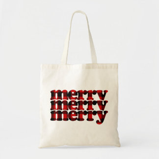 Bolso De Tela Merry Christmas Plaid