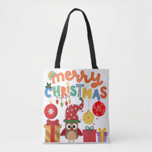 BOLSO DE TELA MERRY CHRISTMAS PRESENTA LUCES SANTA AÑO NUEVO