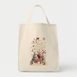 Bolso De Tela Merry Christmas Reindeer Canvas Tote Bag