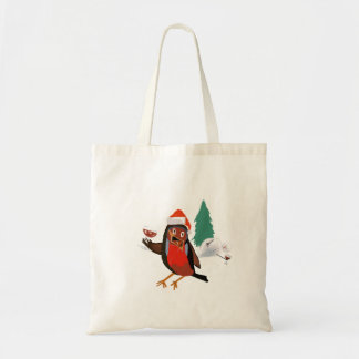 Bolso De Tela Merry Christmas Robin Tote Bag