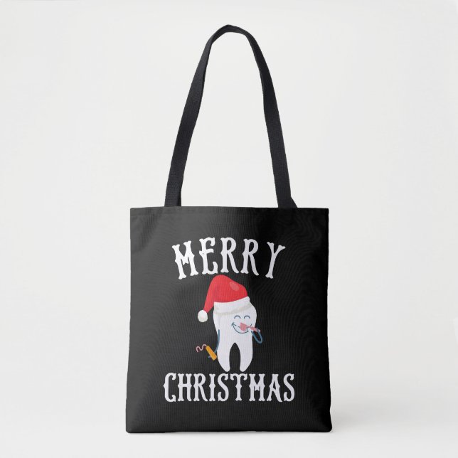 Bolso De Tela Merry Christmas Tooth Médica dentista dental (Anverso)