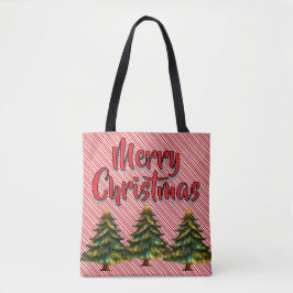 Bolso De Tela Merry Christmas Tree Candy Cane Fun Holiday