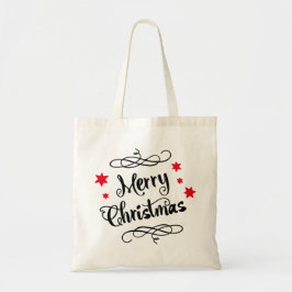 Bolso De Tela Merry Christmas Typography Red White