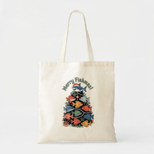 Bolso De Tela Merry Fishmas Christmas Tree Fish Funny Fishing