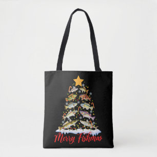 Bolso De Tela Merry Fishmas Divertido Árbol de Navidad Ilumina F