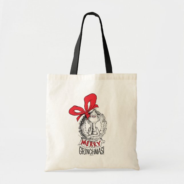 Bolso De Tela Merry Grinchmas Wreath The Grinch (Frente)