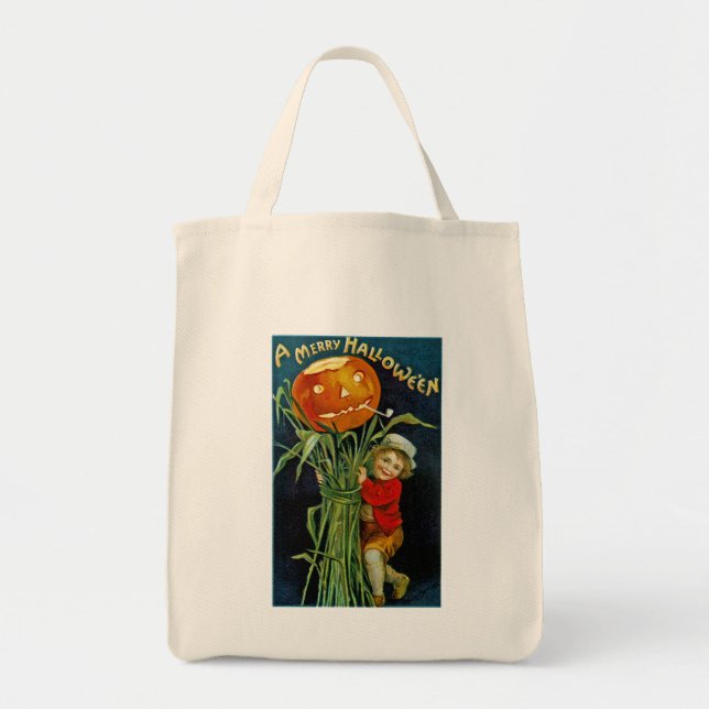Bolso De Tela Merry Halloween Jack o' Lantern (Frente)