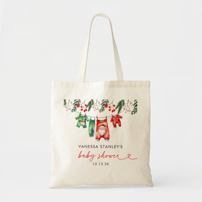 Bolso De Tela Merry Little Floral Navidades Santa Baby Shower (Frente)