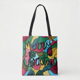 BOLSO DE TELA MERRY NAVIDAD NEUROGRÁFICA Y NEGRO