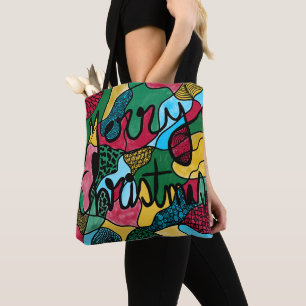 BOLSO DE TELA MERRY NAVIDAD NEUROGRÁFICA Y NEGRO