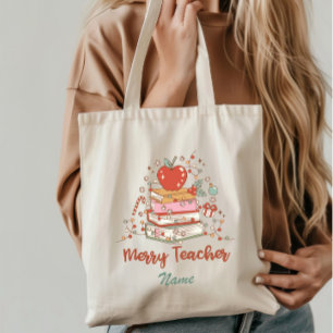 Bolso De Tela Merry Teacher Navidades
