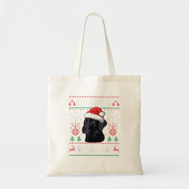 Bolso De Tela Merry Woofmas Black Lab Navidades Dog L (Frente)