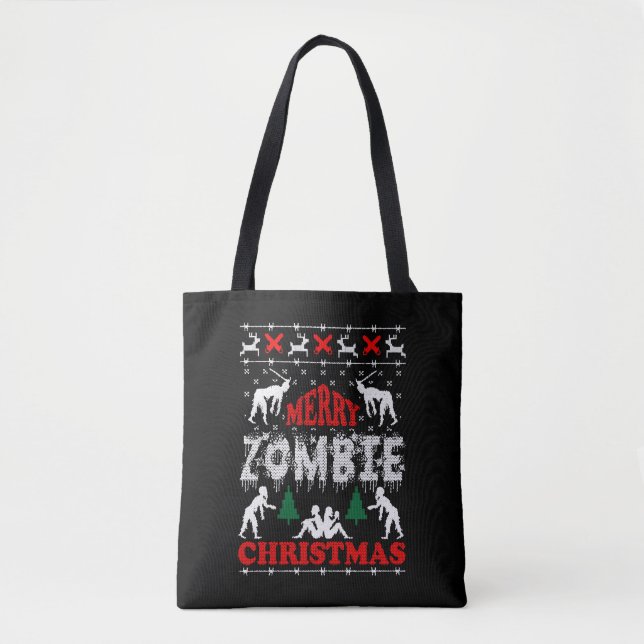 Bolso De Tela Merry Zombie Navidades Ugly Sweater (Anverso)