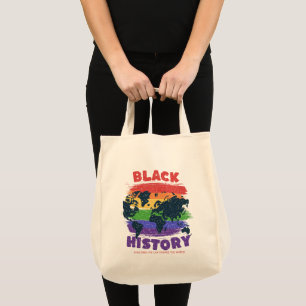 Bolso De Tela Mes de la Historia Negra Mapa Mundial Arcoíris Uni